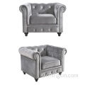 Sofa Ruang Tamu Gaya Eropa Kursi Lengan Beludru Berumbai Chesterfield